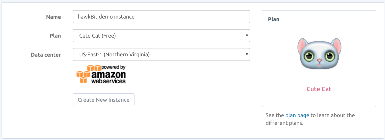 CloudMQTT instance creation user interface