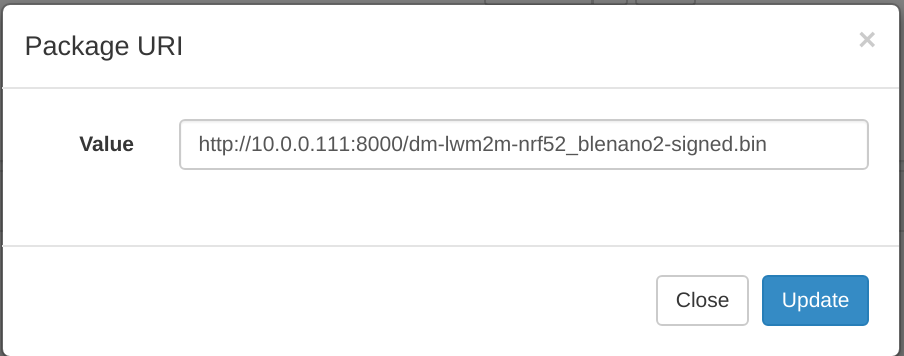 User interface for setting Package URI